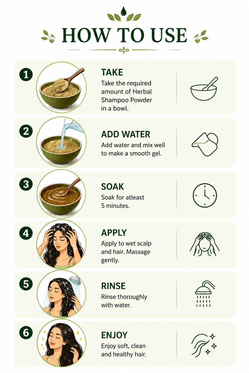 How to use Hair Habit Herbal Shampoo Powder in 6 easy steps